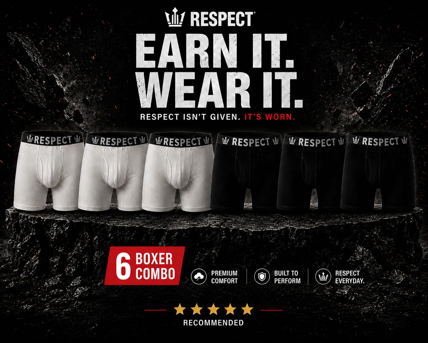 RESPECT-Microfiber Boxer trunks 6 pieces Combo